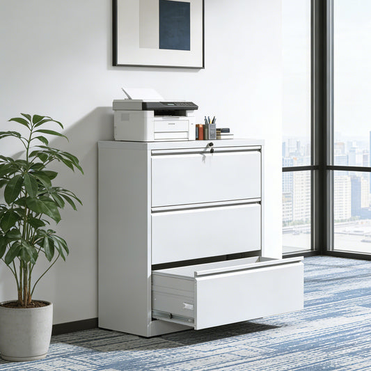 3 Drawer Lateral File Cabinet, 35.4 Inch Wide Metal Filing Cabinet, Locking Heavy Duty File Cabinet For Home Office, Anti-Tip Safety Interlock, Vertical Storage For Letter Legal A4 Files