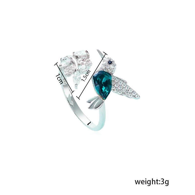 High Sense Women's Accessories Niche Green Hummingbird Ring