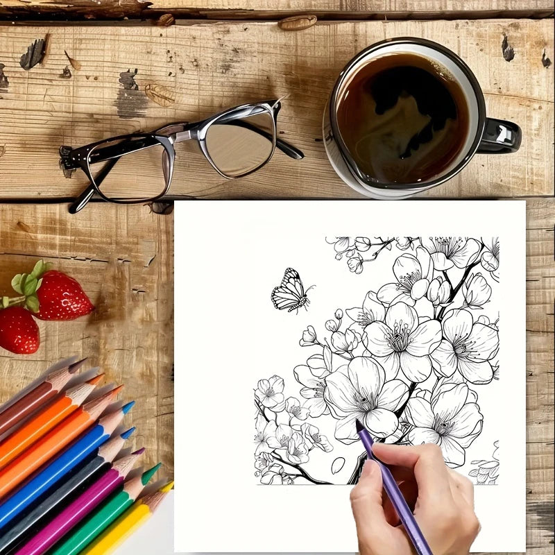 28 Pages Fairy Flowers Coloring Book Coloring Book For Adult Stress Reduction Colouring Book Valentine's Day Gifting, Birthday Party Gift, Drawing Supplies, Christmas Gift, Back To School Supplies