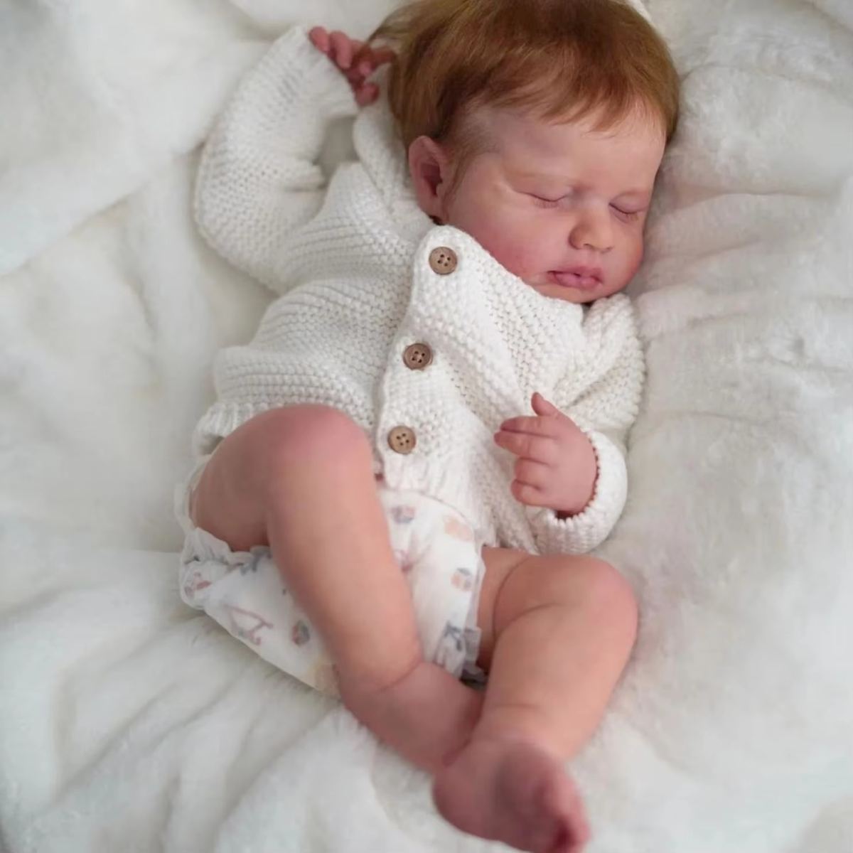 3D High-Color Lifelike Hair Transplant 50cm Reborn Doll With Closed Eyes For Sleeping