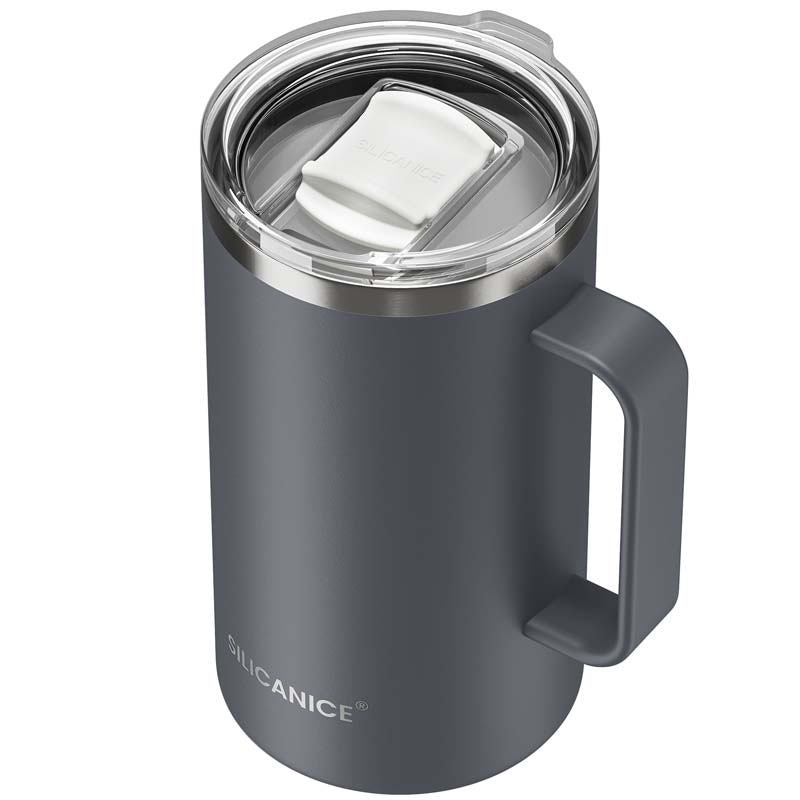 24 Oz Insulated Stainless Steel Coffee Mug With Handle, Break & Scratch Resistant Detachable Slider Lid, BPA-Free Vacuum Travel Tumbler, Perfect Gift For Daily Use