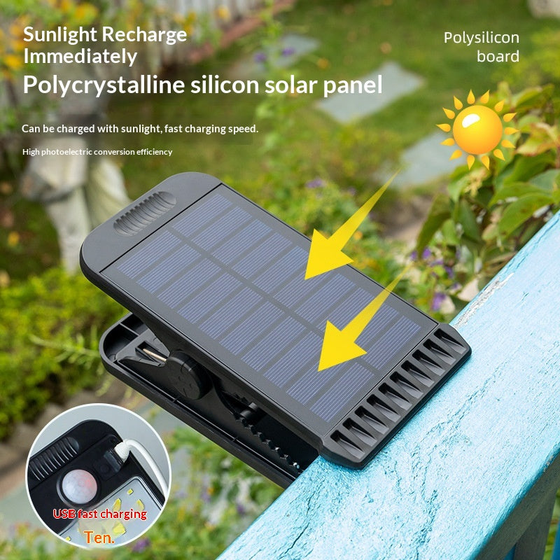 Portable Outdoor Patio Human-Body-Sensing Solar-Powered LED Wall Light