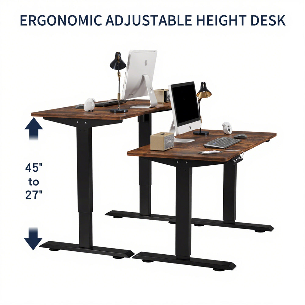 Electric Standing Desk Height Adjustable Desk For Home And Office Computer Table Gaming Desk Modern Luxiury Table 48  Rustic Brown Lift-up Desk