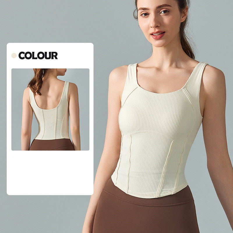 Clothes Yoga Vest Waist Stitching Sports Ladies