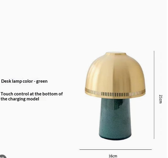 Bedroom Bedside Ceramic Mushroom Mid Century Style Decor Portable Rechargeable Table Lamp