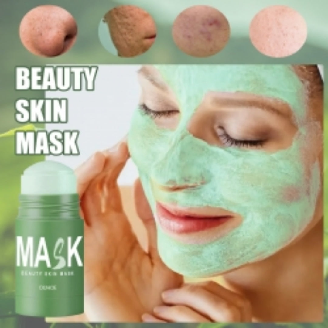 OUHOE Green Tea Mask Stick, Acne Blackheads Pimple Face Cleansing And Pore-Tightening Smear Mask Clay