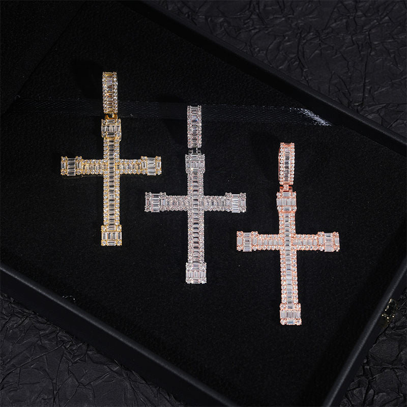 European And American Personalized Micro Inlaid Zircon Cross Hip Hop Ear Accessories