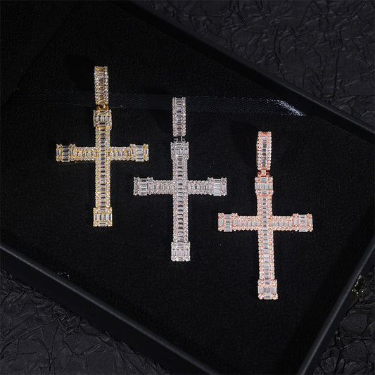European And American Personalized Micro Inlaid Zircon Cross Hip Hop Ear Accessories