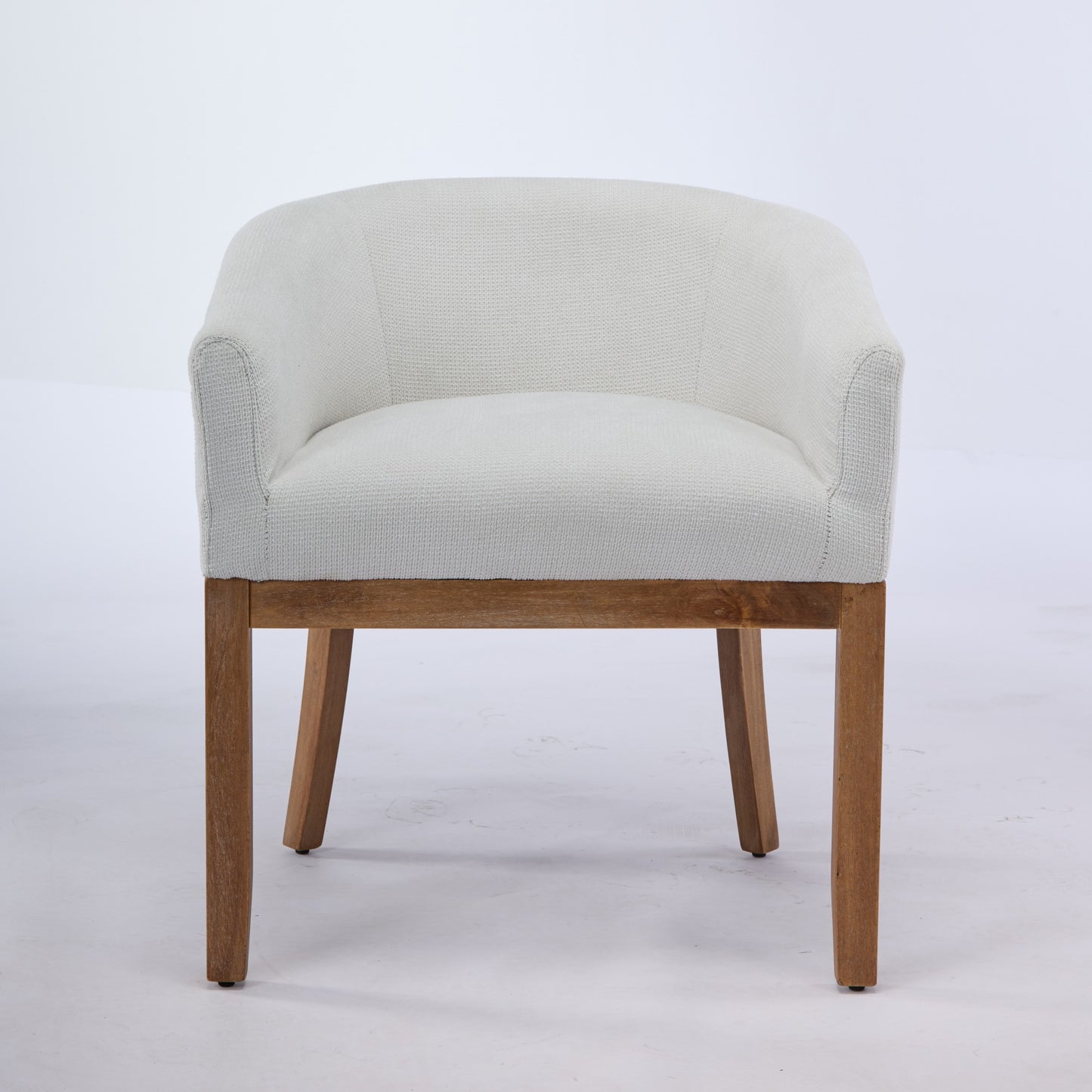 Mid Century Modern Upholstered Barrel Dining Chairs With Arms,Farmhouse Linen Kitchen & Dining Room Chairs With Natural Hardwood Frame, 19IN W Accent Chairs For Living Room,Single Pack,Beige,DE1891BG