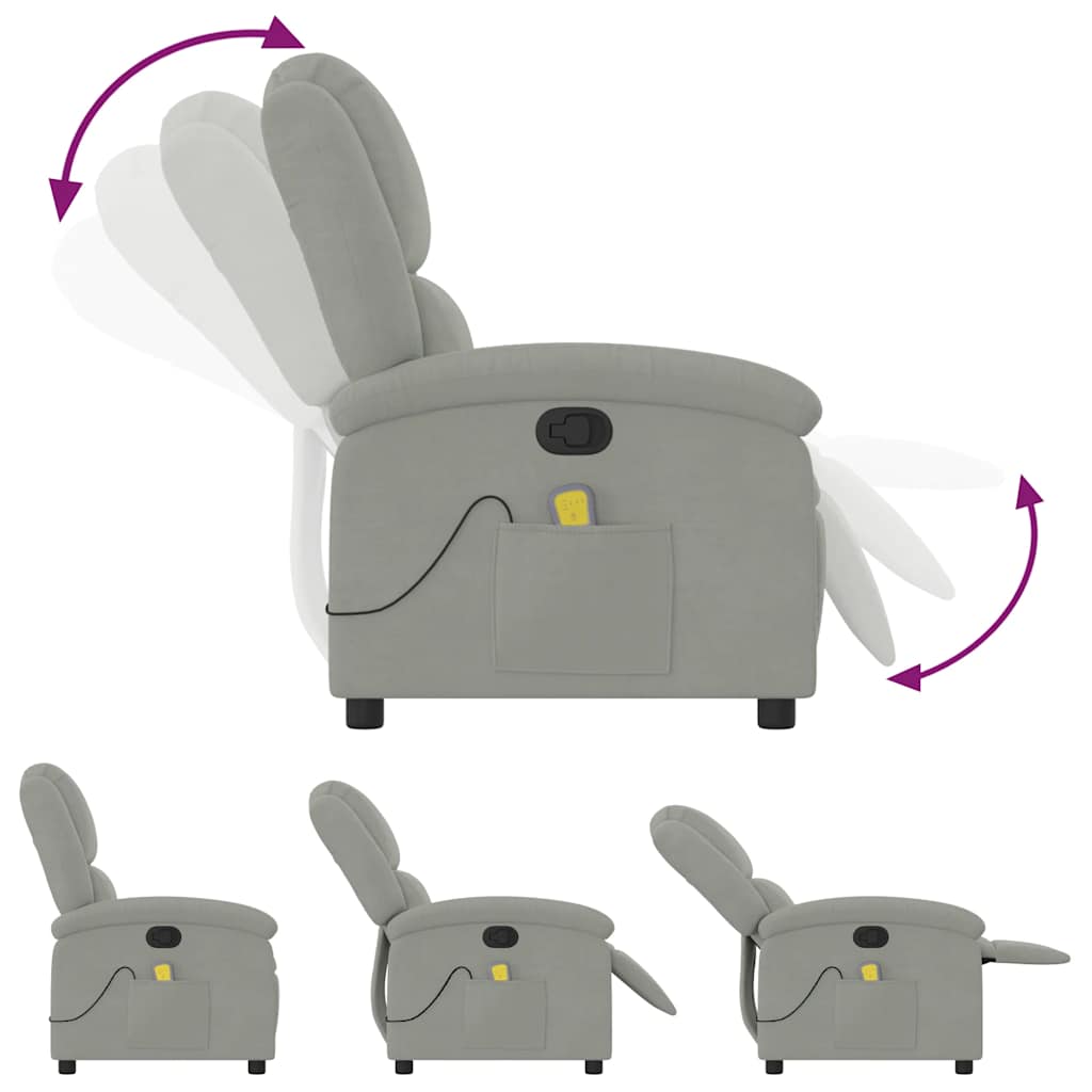 Massage Recliner, light grey velvet   Massage Recliner, dark grey velvet