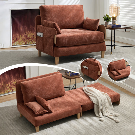Foldable Sofa Bed Recliner, 3-in-1 Convertible Sleeper, Mid-century Modern Decor, Suitable For Small Spaces, With Three Pillows, Can Be Placed In The Bedroom Study Room Guest