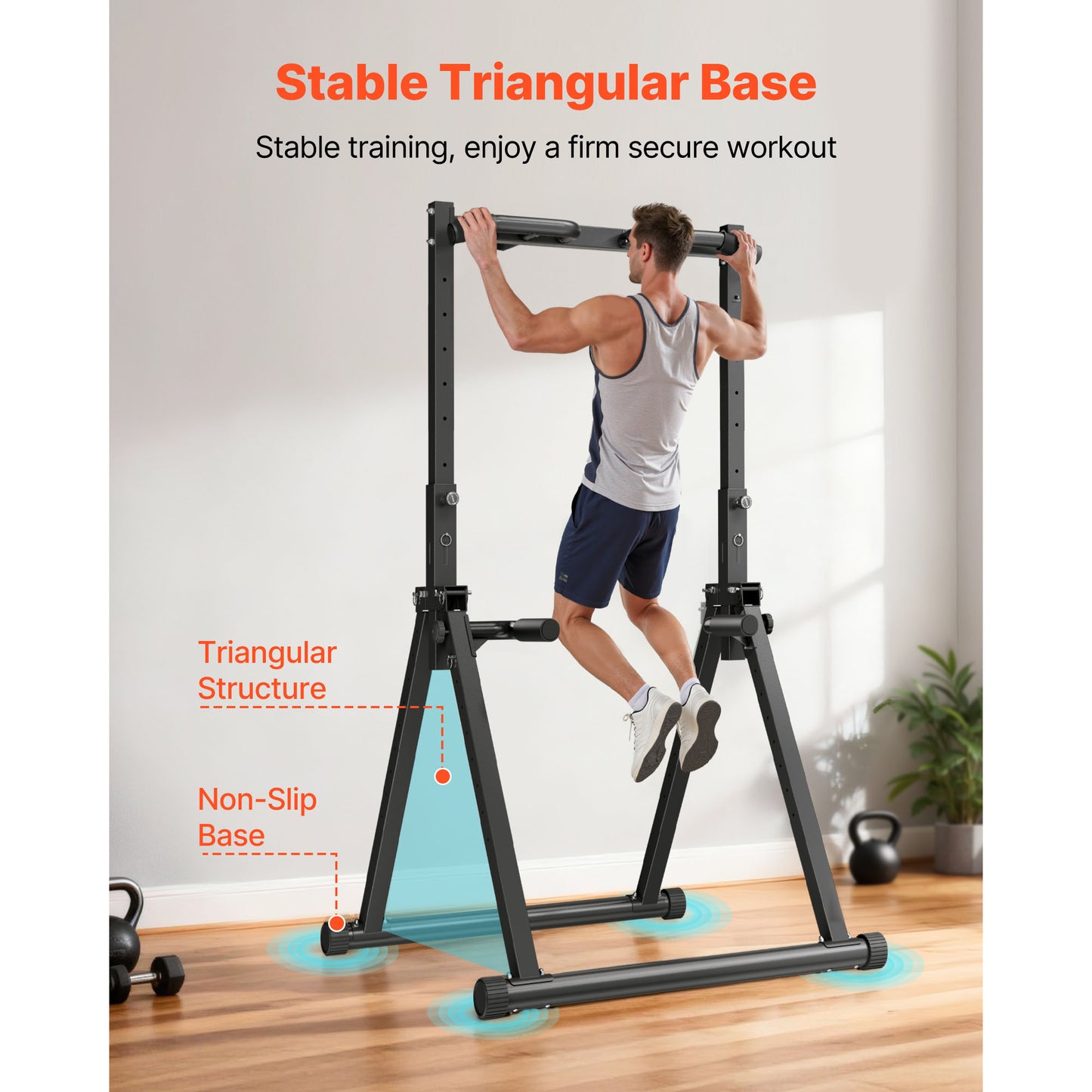 Pull Up Bar, 330LBS Capacity Portable Pullup Bar Station, Pullup Bars Free Standing With Triangular Structure & Heavy-Duty Steel Tube, 9 Level Height Adjustment Gravity Fitness For Arms, Back