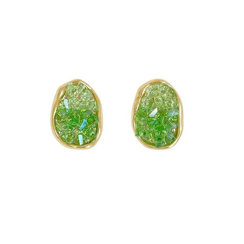 2026 New Minimal Sea Crystal Stud Earrings For Women, S925 Sterling Silver Needle Niche Designer High-End Elegant Daily Ear Jewelry