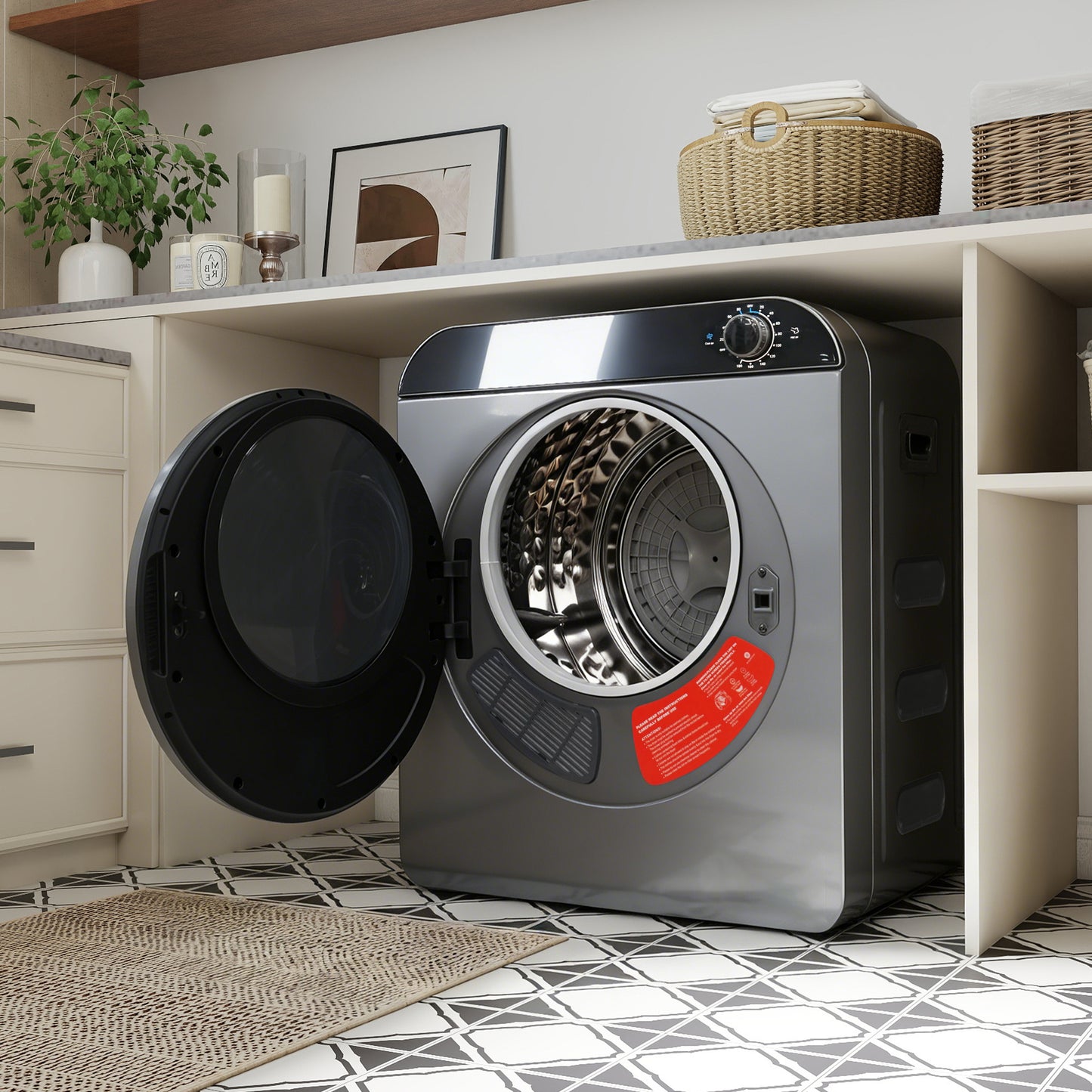 Heavy Duty Tumble Dryer  PTC Ceramic Heater & Stainless Steel Drum, 4 Programs Incl. Cooling Function, Double Safety, Stack Wall Mountable. PCM Housing, Nominal Capacity 3 Kg  Actually 5 Kg .