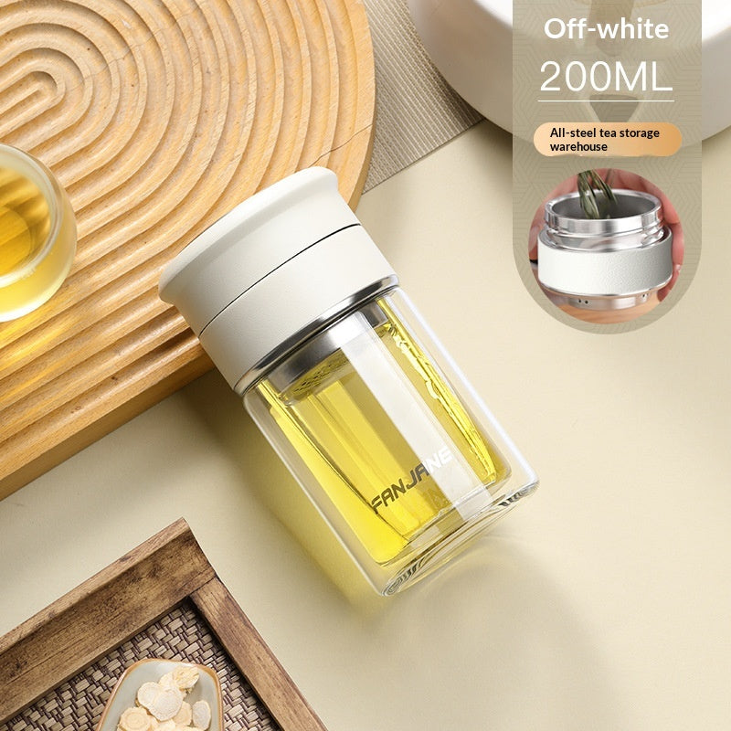 Chinese Character Simplificationcomplication Tea-water Separation Glass Cup Double-layer Teacup Pass