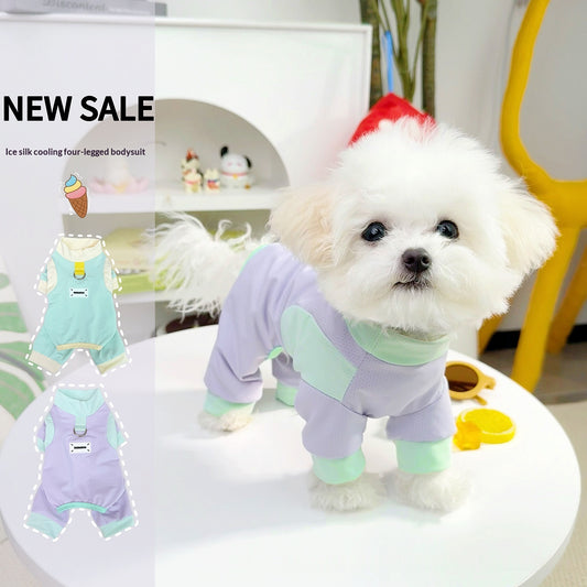 Pet Dog Clothes SpringSummer Ice Silk Cooling Four-Piece Suit