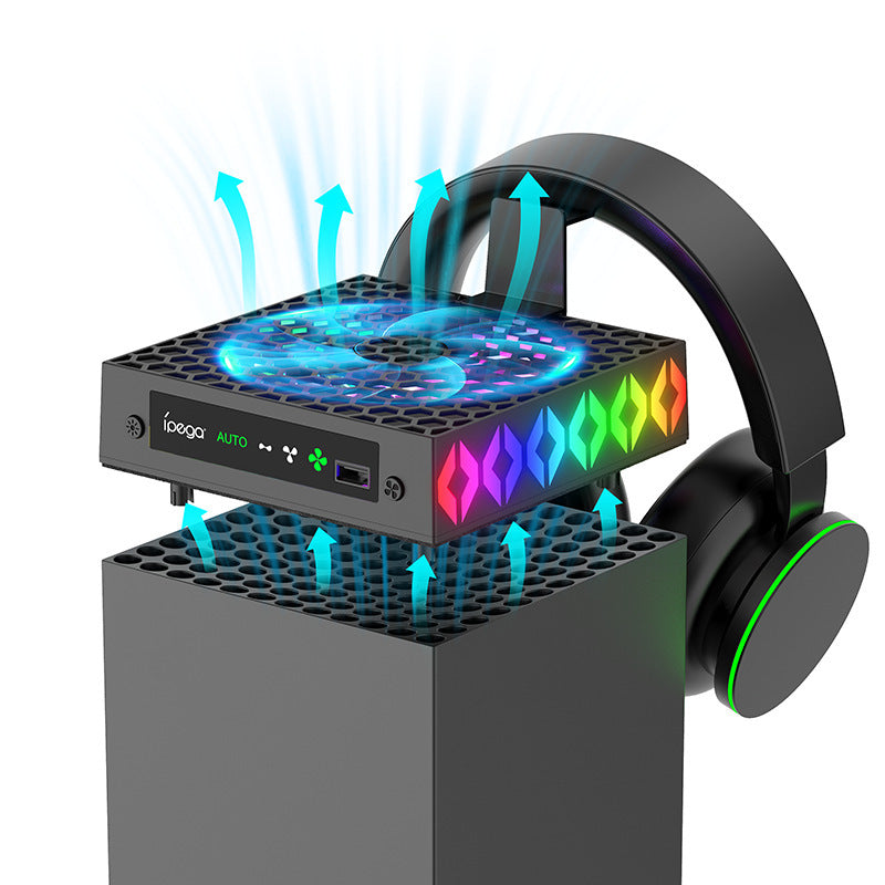 PC Temperature-control Cooling Fan With RGB Lighting Headset Holder And Gaming Accessory Rack