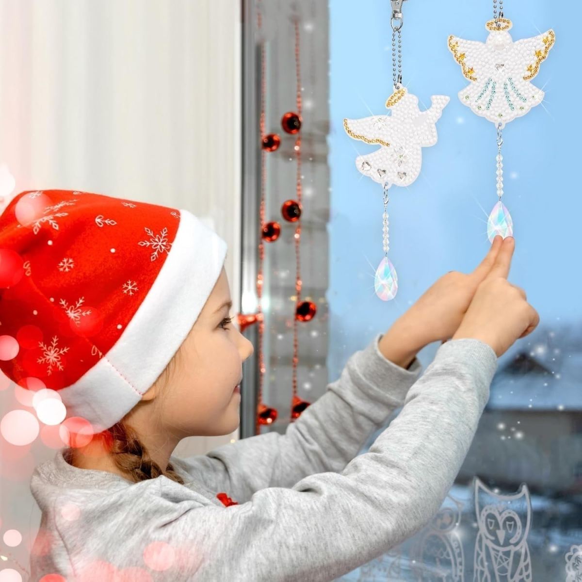 Diamond Painting Set, 5D Guardian Angel Diamond Keychain, Double-Sided, DIY, Arts And Crafts, Christmas, Hanging Ornaments, Window Decorations, Home, Garden, 6-Piece Set—Multi-Piece Party Gifts