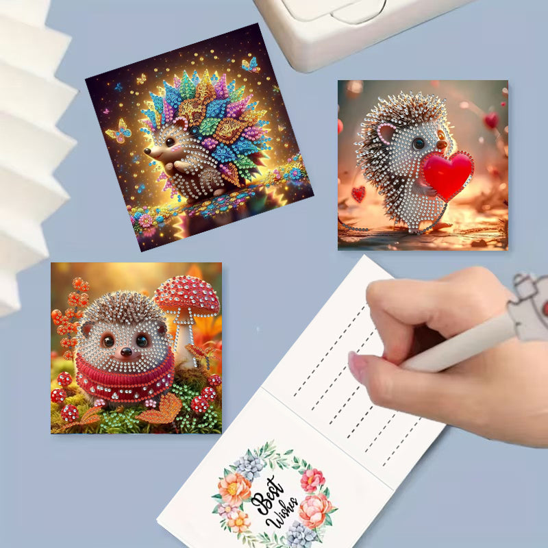 DIY Diamond Painting Kit Birthday Card Kit, Unique Hedgehog Pattern Design, Water Diamond Painting Art Mosaic Postcards, Festival Cards Perfect For Families, Friends, And Lovers, Handmade Gifts