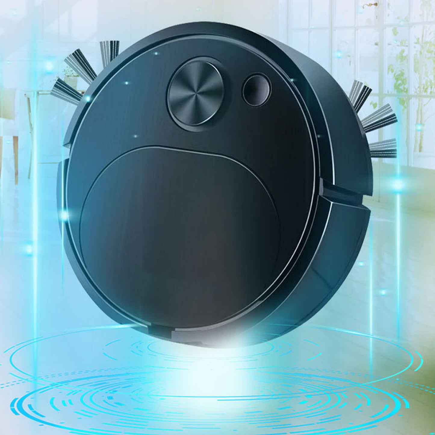 Automatic Vacuum Cleaner Low Noise Rechargeable 3 In 1 Intelligent Sweeping Robot For Hair Dust Stain Black