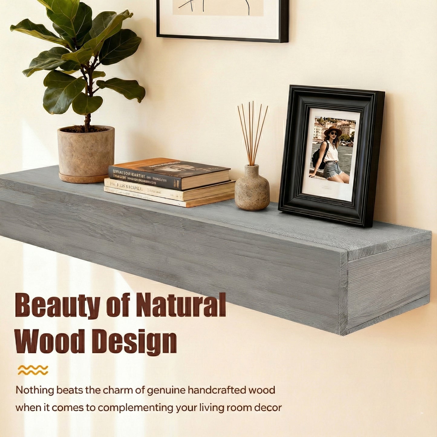 60  Rustic Wood Fireplace Mantel,Wall-Mounted & Floating Shelf For Home Decor