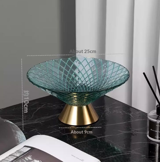 High-end Light-luxury Tea Table Snack And Candy Tray Dried Crystal Glass Fruit Bowl