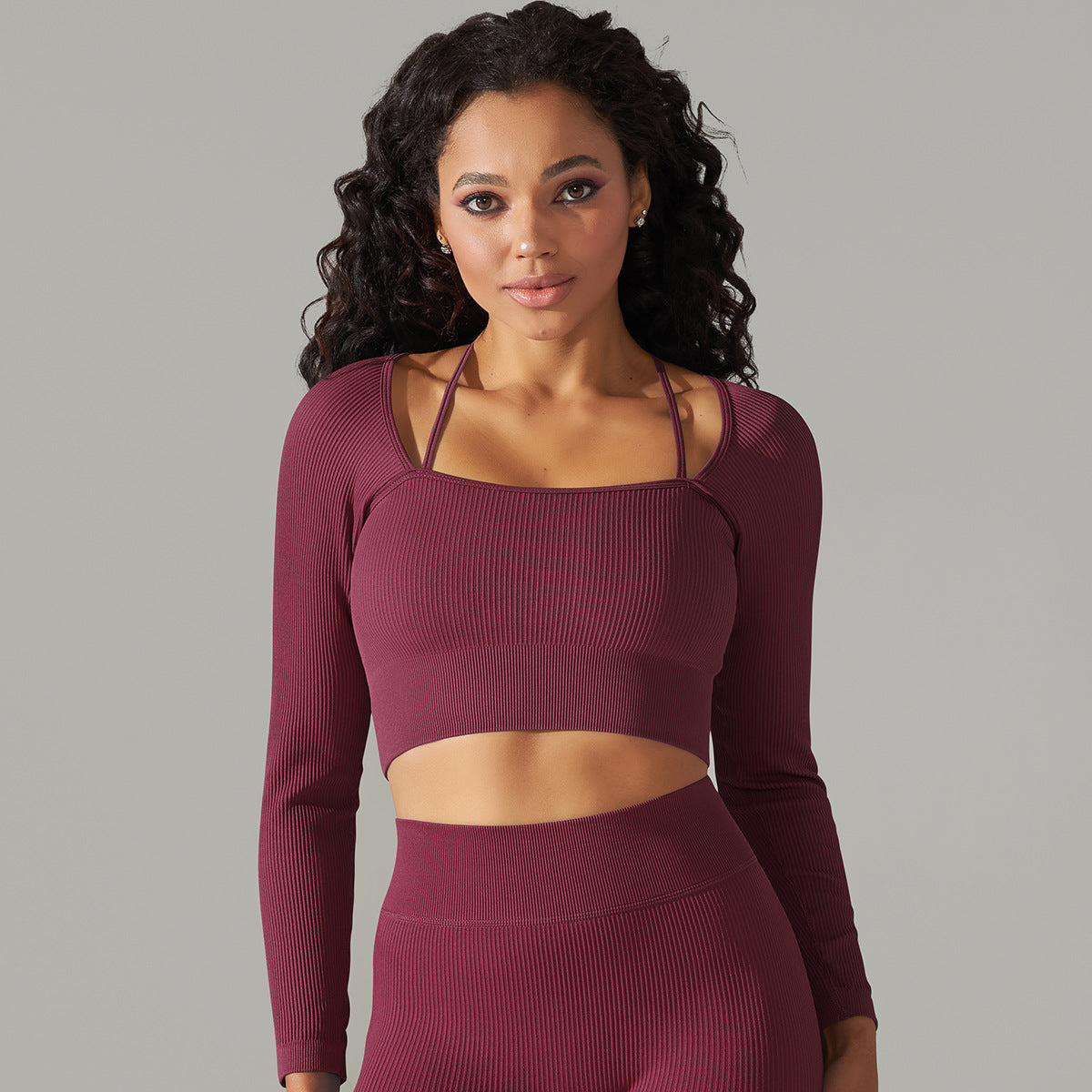 European And American Seamless Rib Solid Color Sexy Beauty Back Yoga Clothes Sports Running Fitness