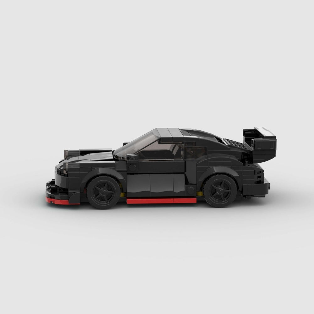 321PCS Black Widebody Sports Car Building Blocks,  Inspired Race Car Toy With Rear Wing Kit For Kids And Adults, Collectible Drift Car Gift