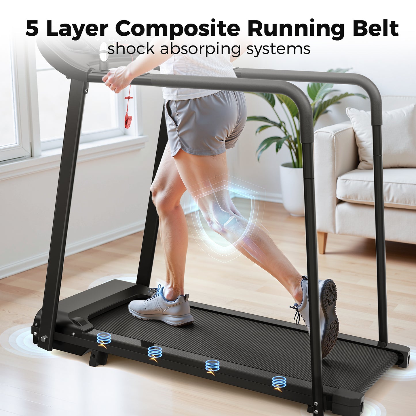 EU Folding Electric Treadmill With 2-fold Adjustable Slope -Senior Home Trainer Up To 120 Kg Load Capacity, Walking Pad With App Function For Fitness At Home