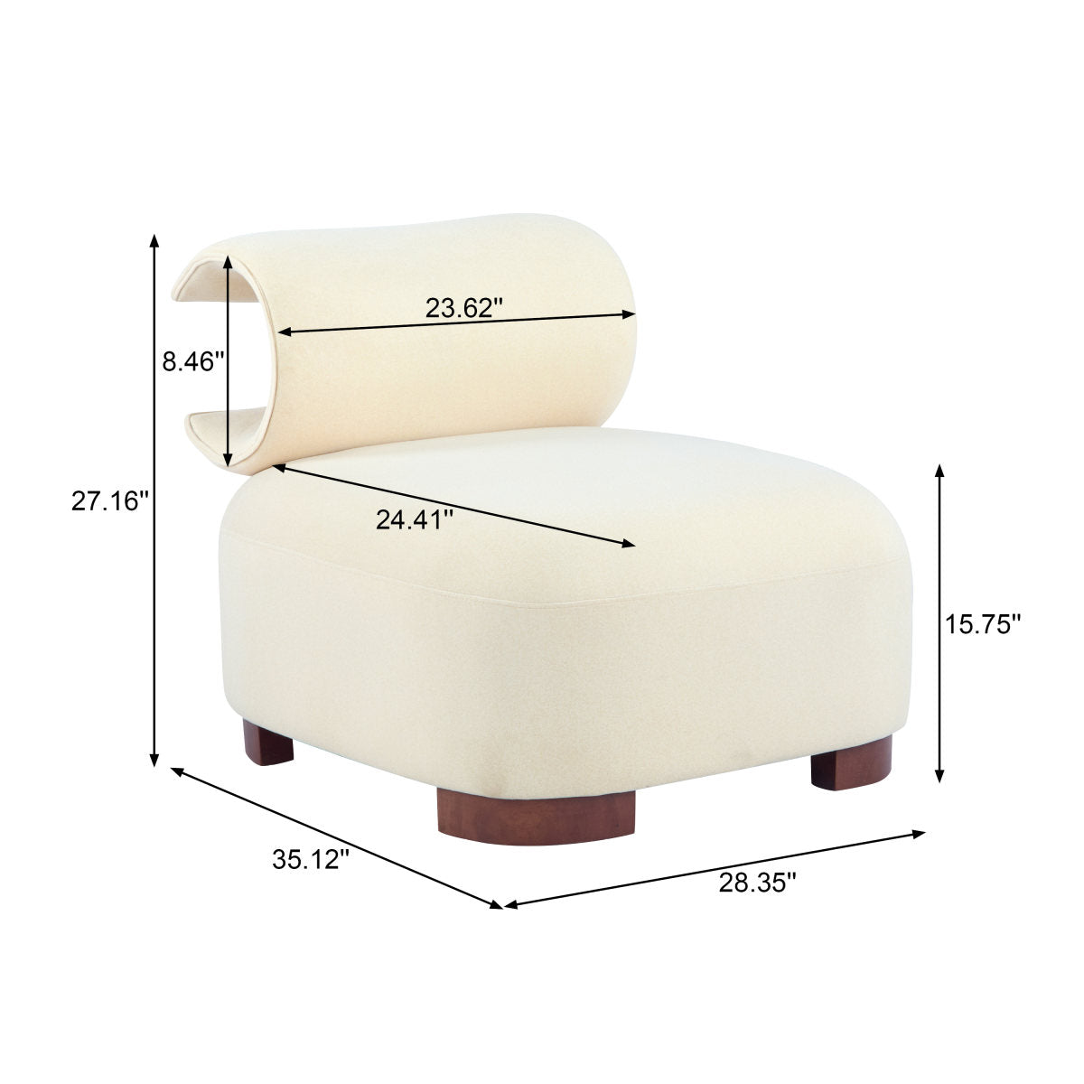Modern Beige Polyester Accent Chair For Living Room - Pet-Friendly, 330 Lbs Weight Capacity, Stylish & Durable Design