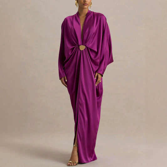 Womens New Long-sleeve Relaxed-fit Elegant Dress