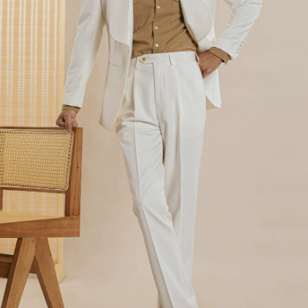 Casual Dress Trousers Korean-Style Straight-Cut Cropped Pants Slim-Fit Business Formal Trousers