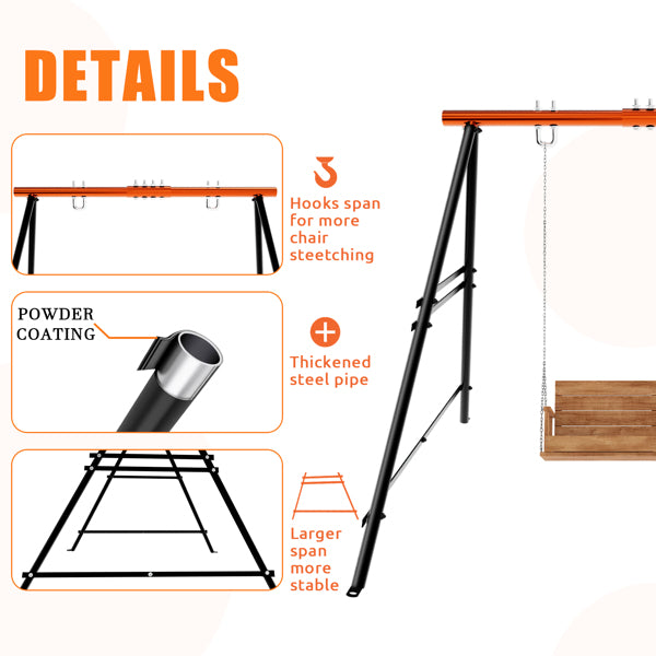 Swing Sets For Backyard, Outdoor Porch Swing Frame, Hammock Chair Stand Only, Max Load 550Lbs A-Frame Swing Stand, Swing Set For Patio, Playground, Park, Swing Not Include