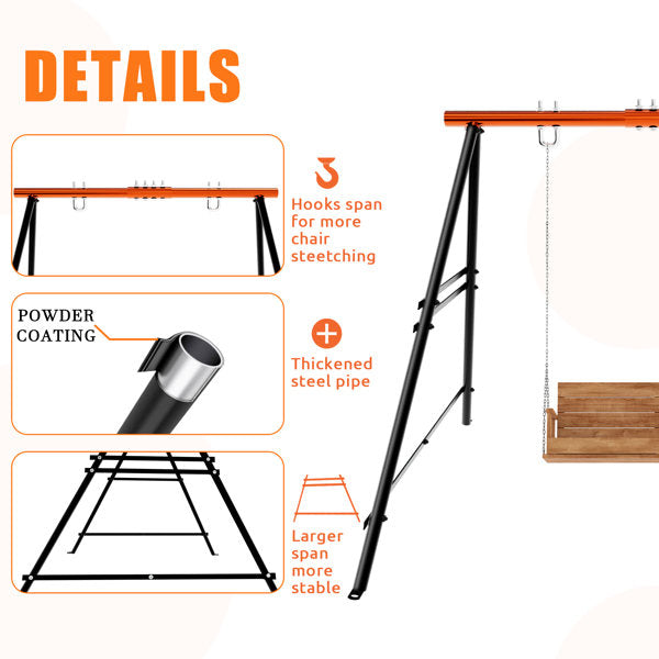 Swing Sets For Backyard, Outdoor Porch Swing Frame, Hammock Chair Stand Only, Max Load 550Lbs A-Frame Swing Stand, Swing Set For Patio, Playground, Park, Swing Not Include