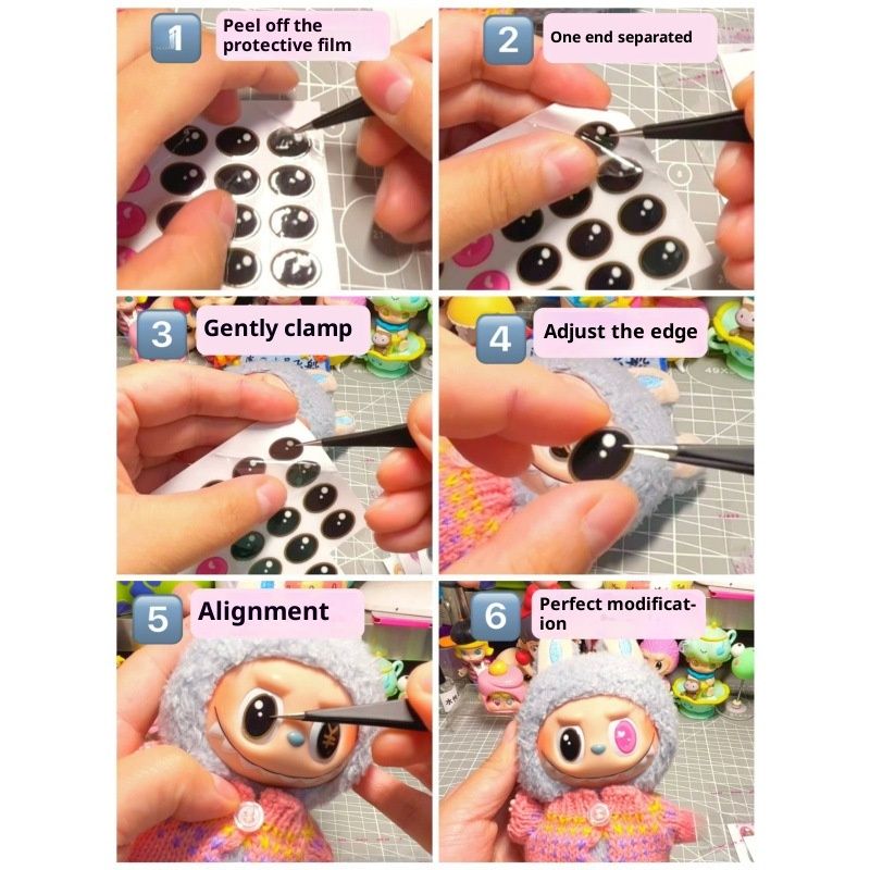 Macaron Colored Contact Lens Makeup Eye Stickers, Handmade DIY Doll Eyelash Stickers, Sit-down Stickers Eyes