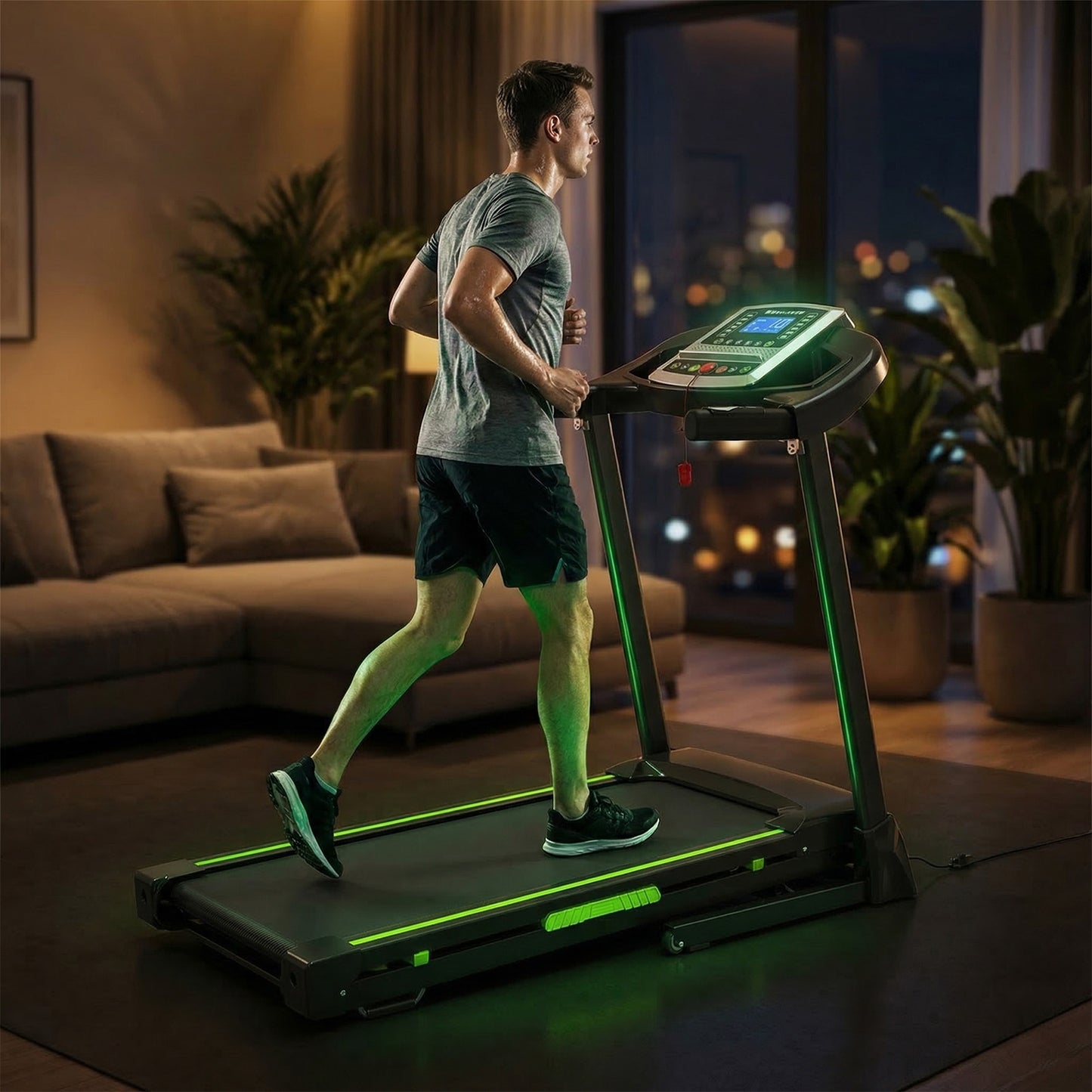 3.5  Portable Foldable Treadmill With Handles  Slope Home Walking Running Treadmill 0.5-7.5 MPH 330 Lb Weight Capacity