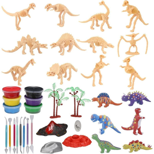 Multi-piece Party Value Packs, Dinosaur Crafts For Ages 6–12: DIY Dino Clay Craft Set With 12 Dinosaur Skeletons And 8 Tools—Air-Dry Clay Modeling Kit For Birthday And Christmas Craft Gifts