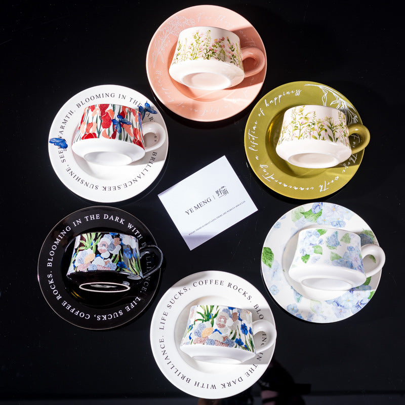 Affordable Luxury Original Iris Flower Ceramic Coffee Cup Gift Set