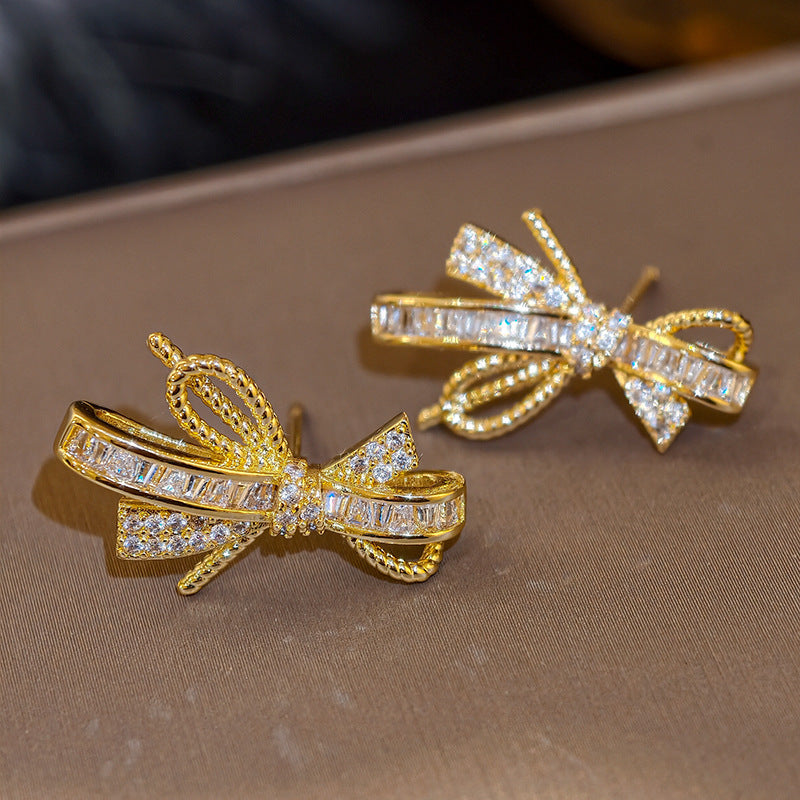 Vintage Butterfly Flower Zircon Earrings - Antique Style Stud Earrings, Elegant Women's Retro Fashion Jewelry