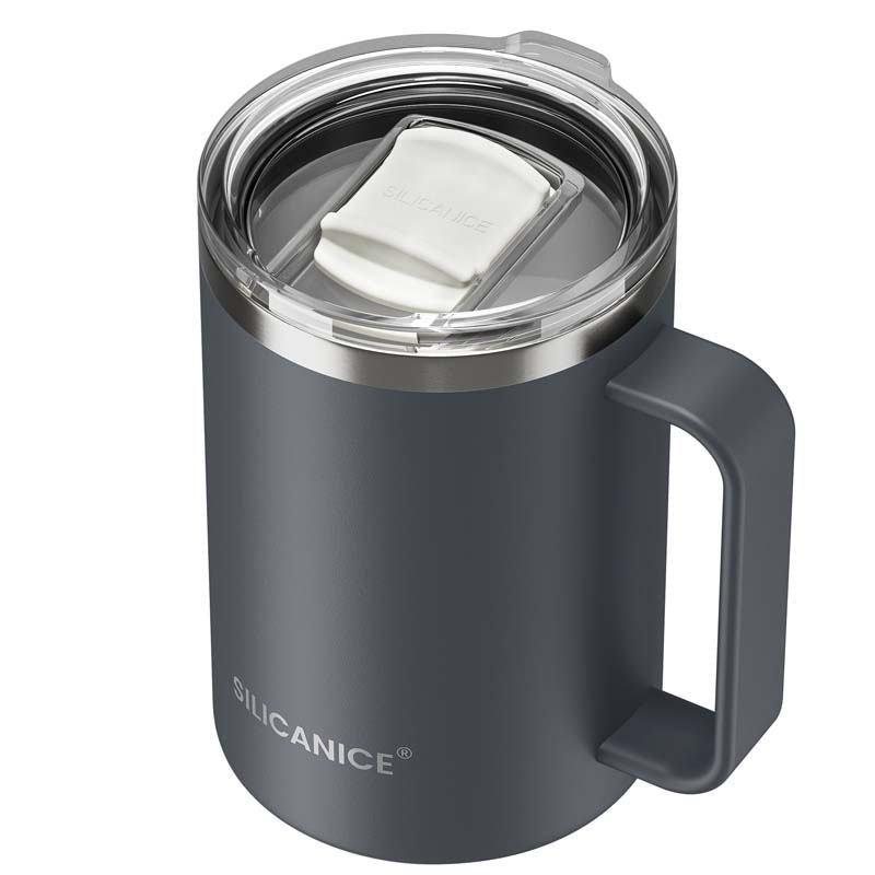 14 Oz Insulated Coffee Mug With Handle, Detachable Slider Lid For Deep Cleaning, Scratch & Break Resistant, Stainless Steel Vacuum Tumbler, BPA-Free, Ideal Gift For Men & Women
