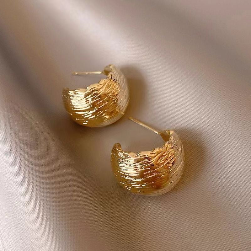Minimalist Style Brushed Metal Earrings Female Sterling Silver Needle Premium Fashion Jewelry