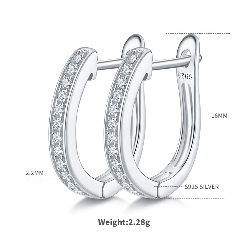 S925 Sterling Silver 24pcs Moissanite Huggie Hoop Earrings For Women 16mm Platinum Plated GRA Certified Hypoallergenic Gift Box