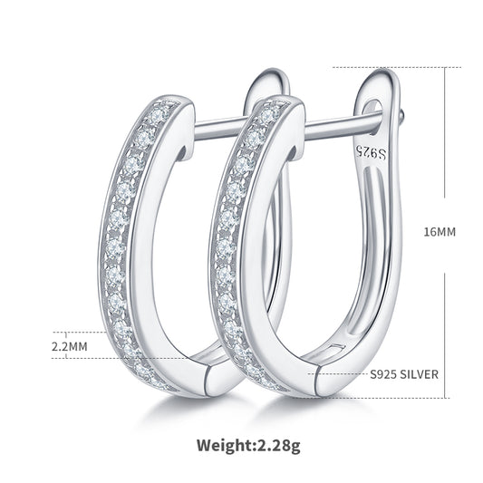 S925 Sterling Silver 24pcs Moissanite Huggie Hoop Earrings For Women 16mm Platinum Plated GRA Certified Hypoallergenic Gift Box