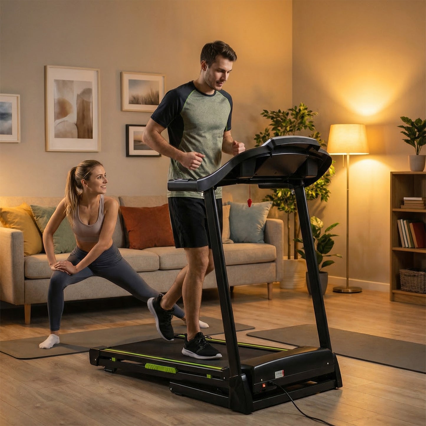 3.5  Portable Foldable Treadmill With Handles  Slope Home Walking Running Treadmill 0.5-7.5 MPH 330 Lb Weight Capacity