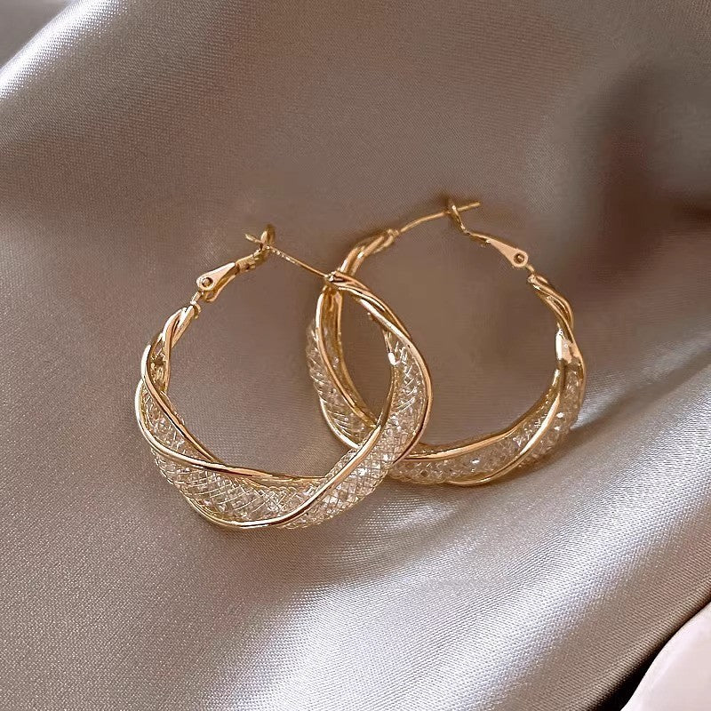 Vintage Gold Chunky Hoop Earrings For Women Fashion Retro Style Jewelry
