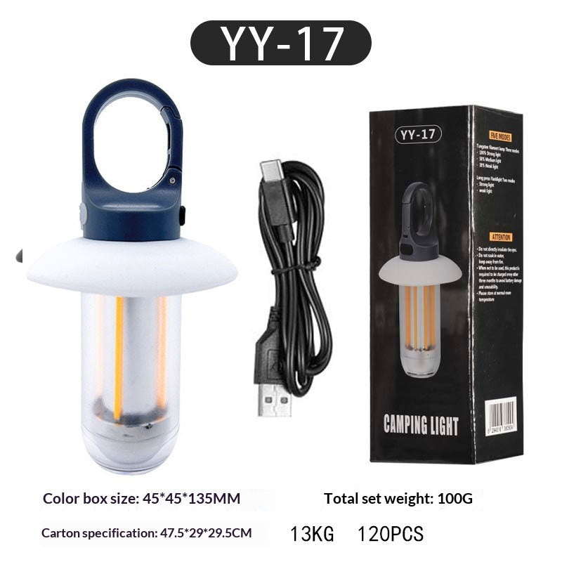 Dual-Source Camping Light With Outdoor Multi-Function Hanging Hook