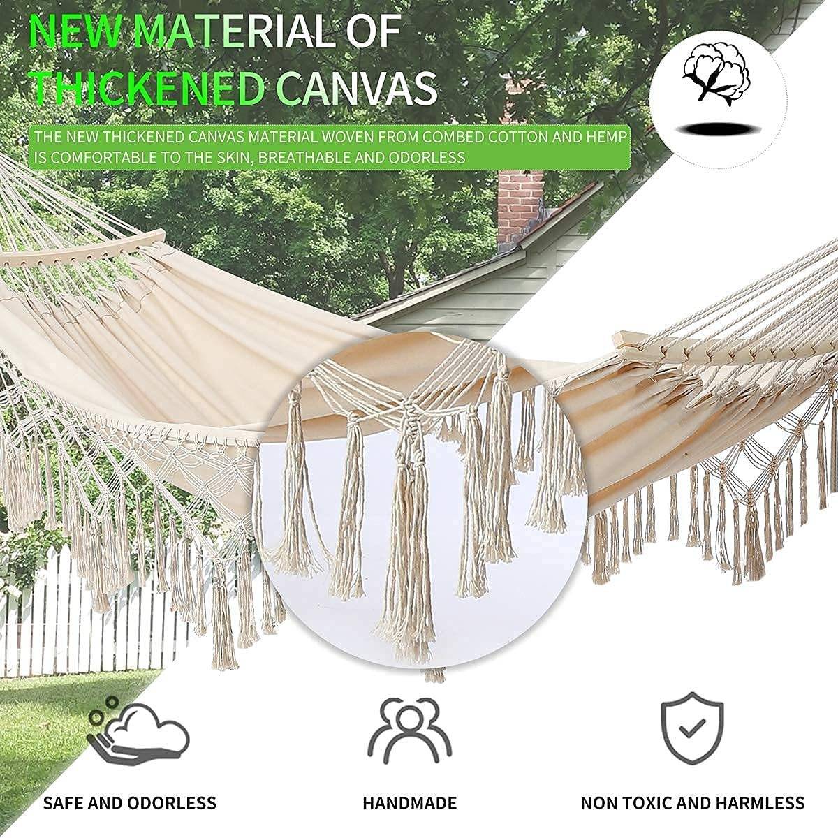 Outdoor Bohemian-Style Guesthouse Double Tassel Hammock