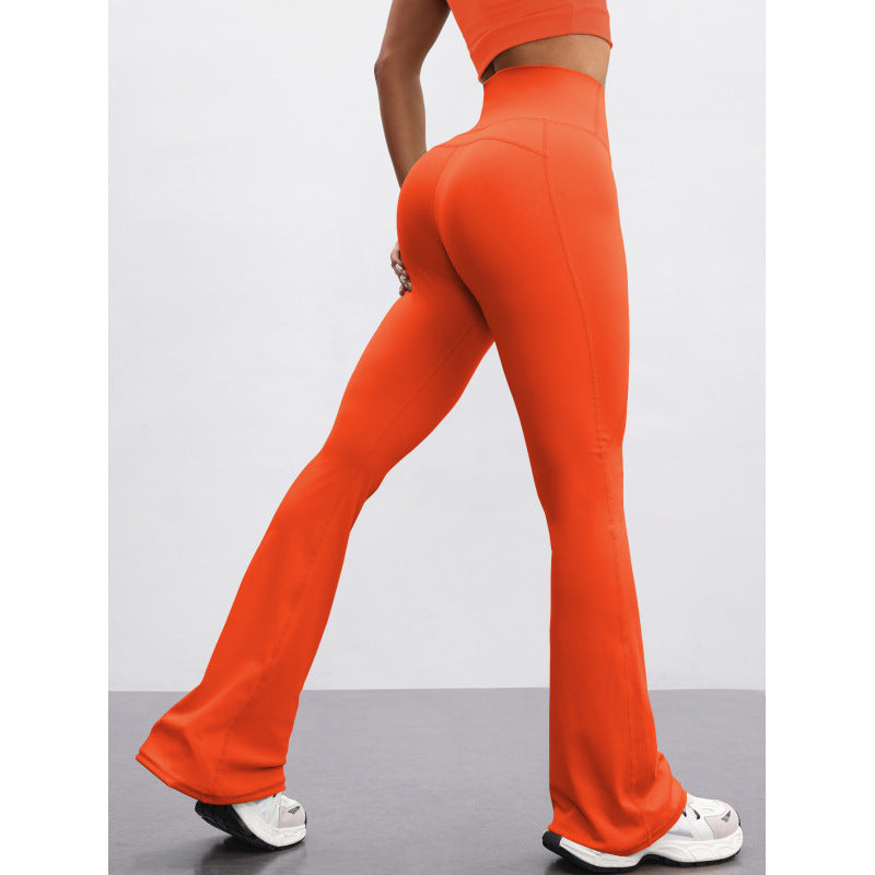 High-waisted Casual Flared Pants For Fitness And Sports
