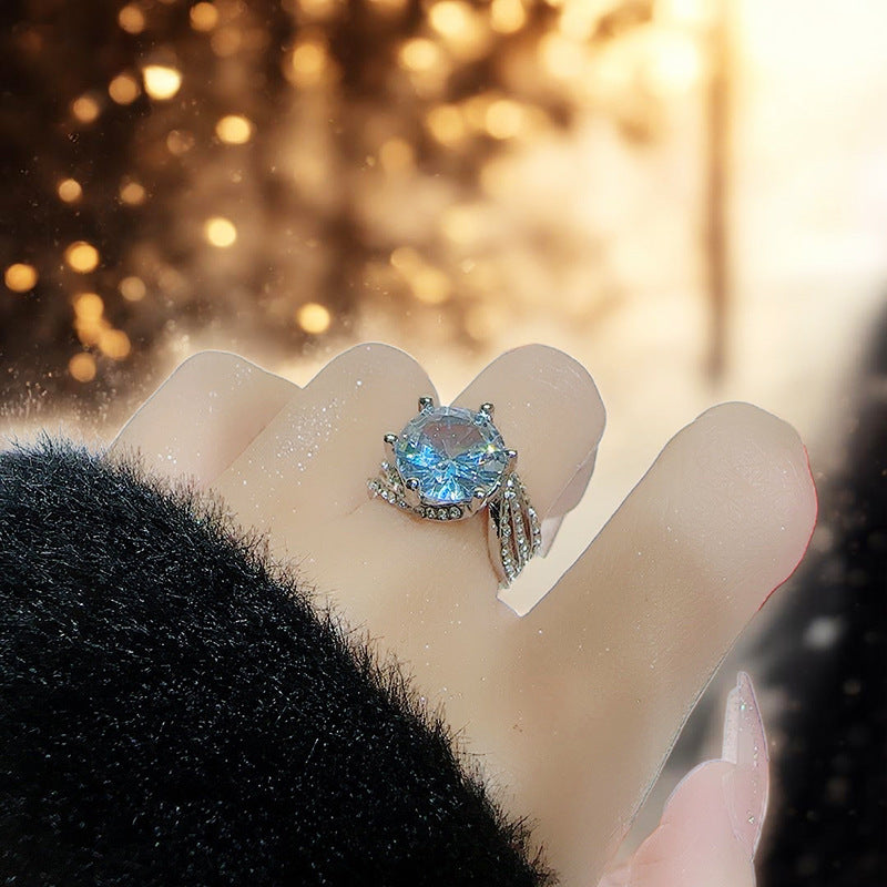 Women's Crystal-Encrusted Ring & Couple Rings  Light Luxury, High-End, Ultra-Shiny, Fashionable & Elegant Niche Versatile Band Accessories