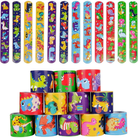 24-Piece Set Of Dinosaur Snap Bracelets, Clap Bracelets, Dino Party Favors, Birthday Guest Gifts, Dinosaur Birthday Decorations, Party Favors—Party Gift Packs With Multiple Items